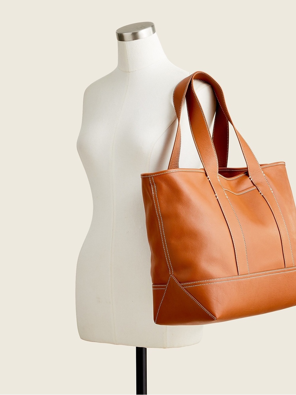J. Crew Medium Montauk Leather Tote Bag in Rich Oak - Picture 2 of 16